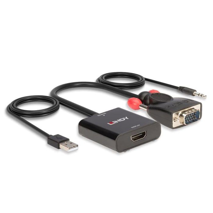 Adaptateur acquisition audio - vidéo Lindy - 38284 - Convertisseur VGA - HDMI - 1920x1080p