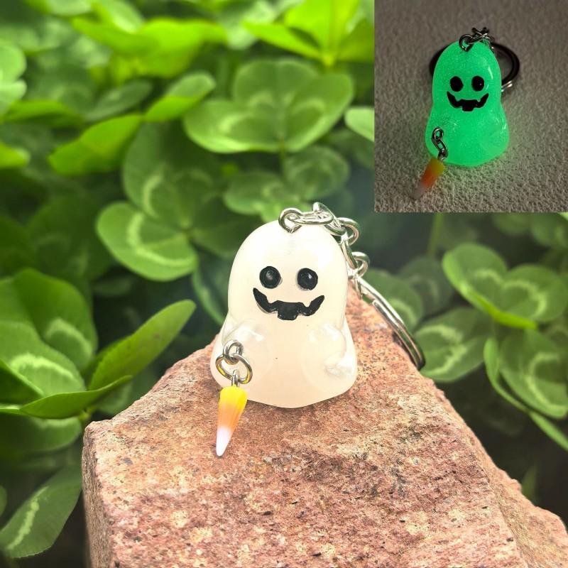 Halloween Luminous Ghost Keychain Halloween Decoration Party Accessories Mini Resin Ghost Pumpkin Keyring Backpack Pendant Gift