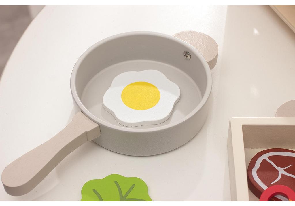 Wooden Play Kitchen Cookware Set: Frying Pan & Rice Cooking Toys for Kids