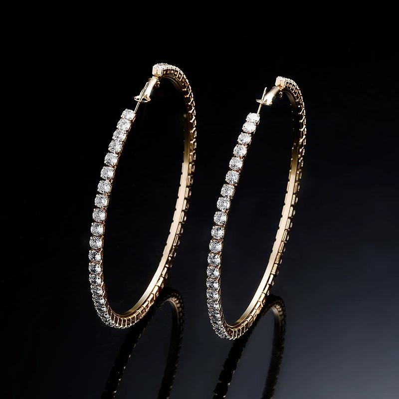 20mm 30mm 40mm 50mm 60mm 70mm 80mm 90mm 100mm Various Sized Cz Hoop Earring for Women 20mm золотой