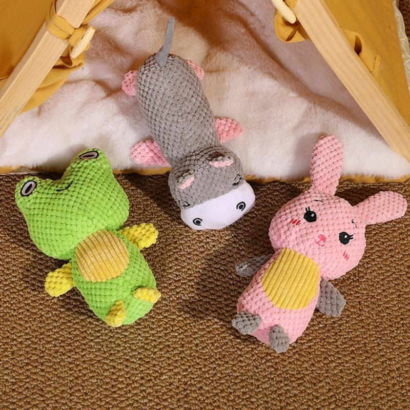 Lovely Rabbit Toy Squeak Stuffed Animal Rabbit Sound Maker for Fun Indoor Dogs Chewing Training Toy Animal Theme