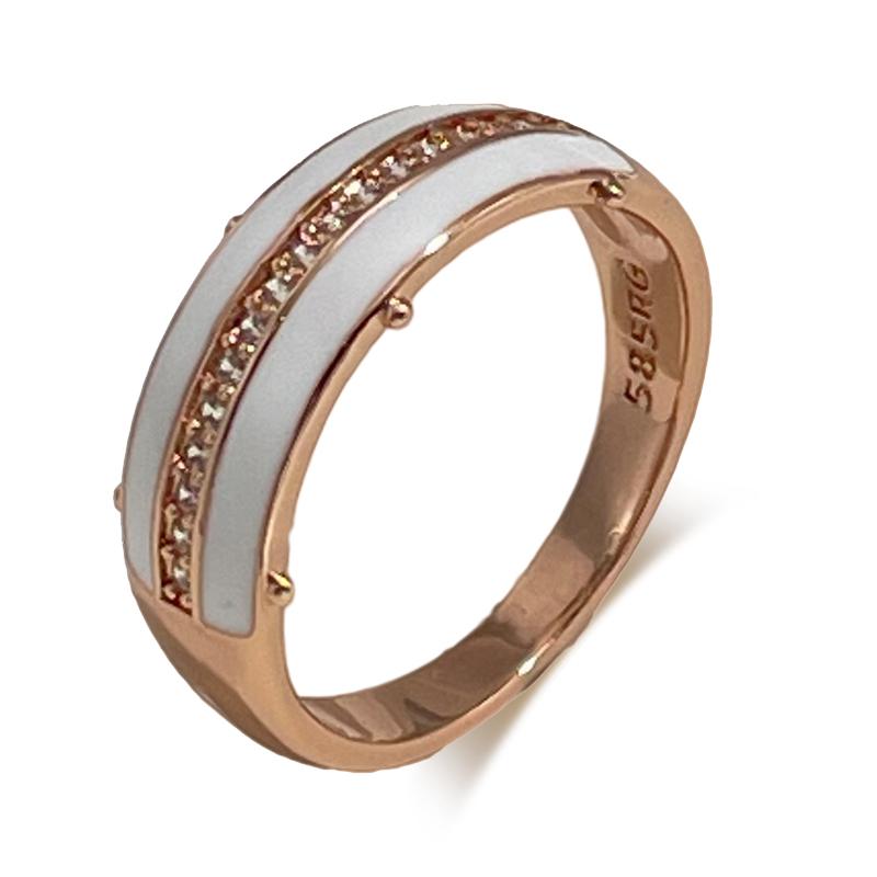 

Белые эмалевые кольца для женщин Натуральный циркон Полная пава Глянцевые Простые Стильные Повседневные украшения 10