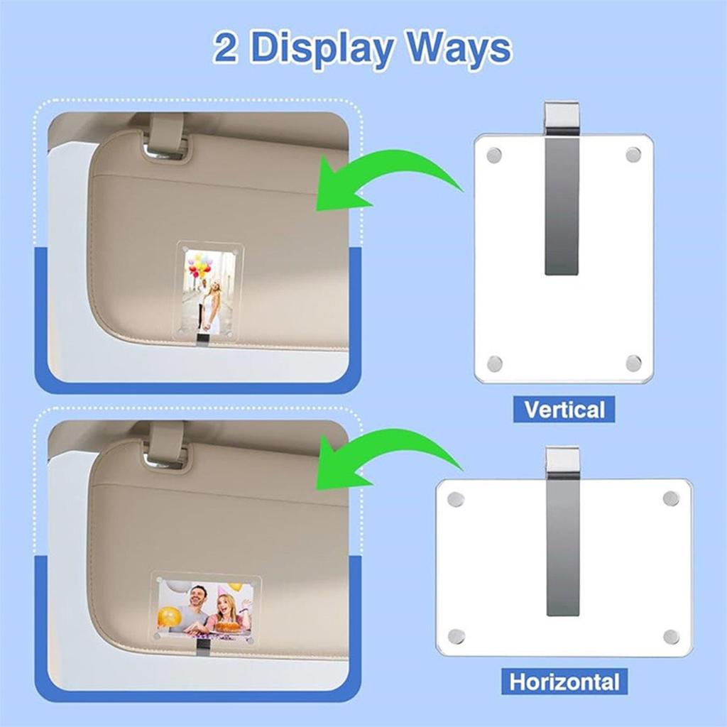 Magnetic Car Sun Visor Photo Holder Acrylic Photograph Display Car Picture Holder Horizontal Vertical Picture Frame Clip