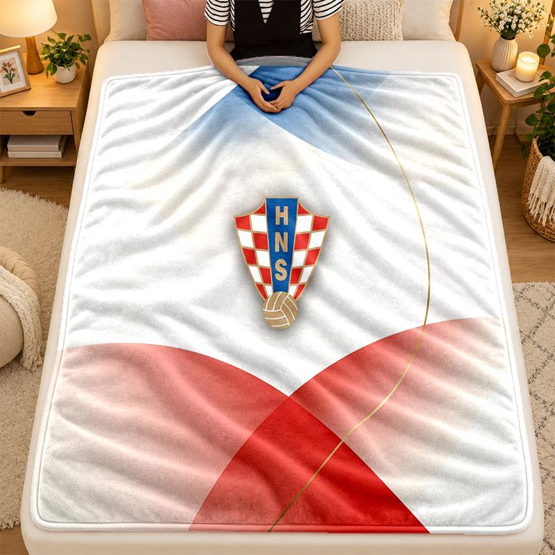 Flannel BlanketCroatia Football Warm Soft Throw Blanket for Indoor Sofa Bed Living Room Use