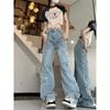 Denim Popular Fashion Korean Spring Autumn High Waist Straight Leg Loose Fitting Jeans Plus Size