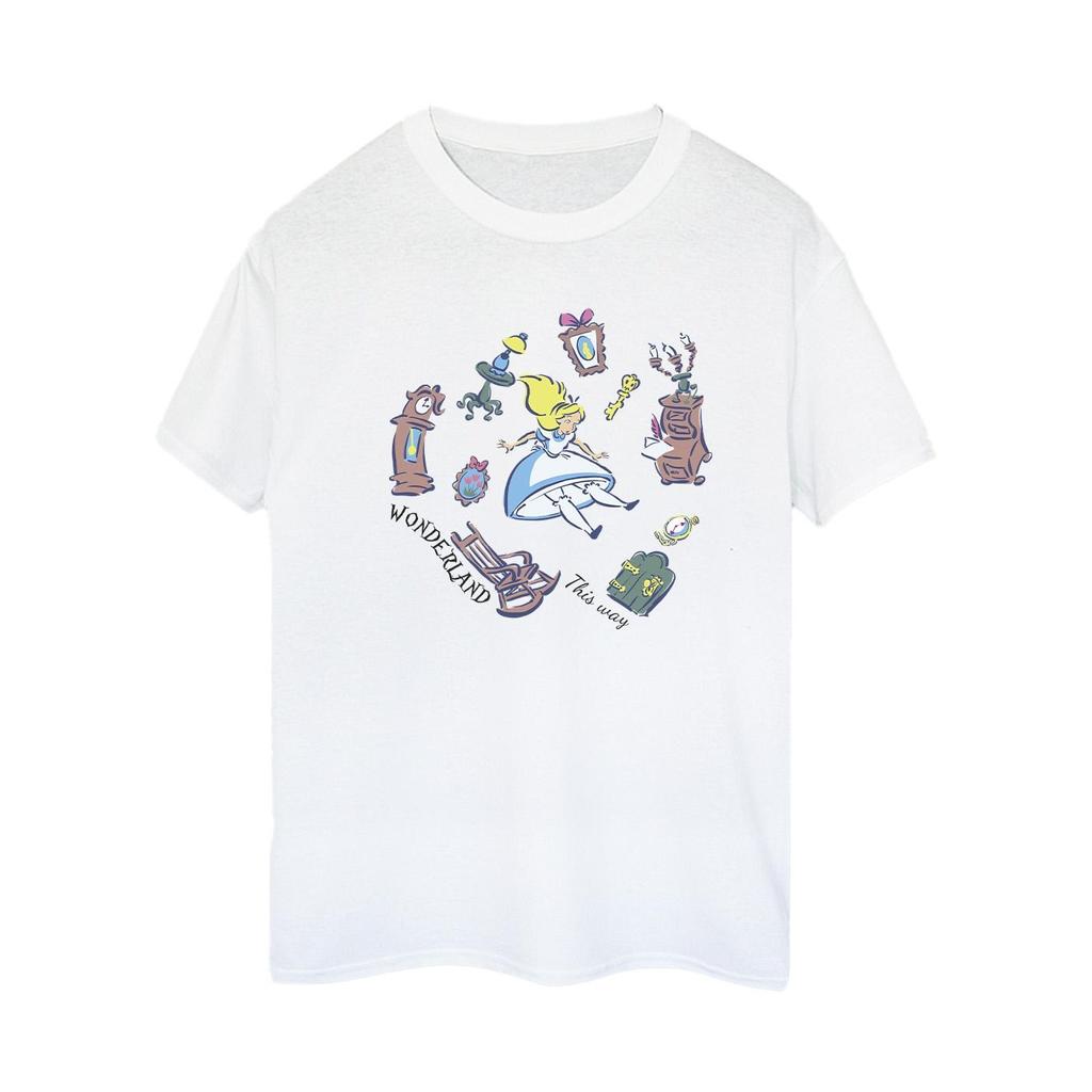 Disney Womens/Ladies Alice In Wonderland Falling Cotton Boyfriend T-Shirt