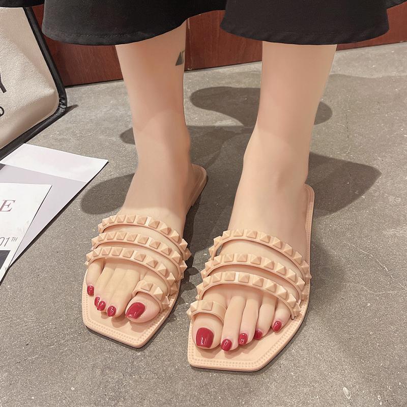 

Летние туфли на плоской подошве женские тапочки модные пляжные сандалии женские повседневные туфли с открытой пяткой новые трендовые шлепанцы женские шлепанцы Mujer 37