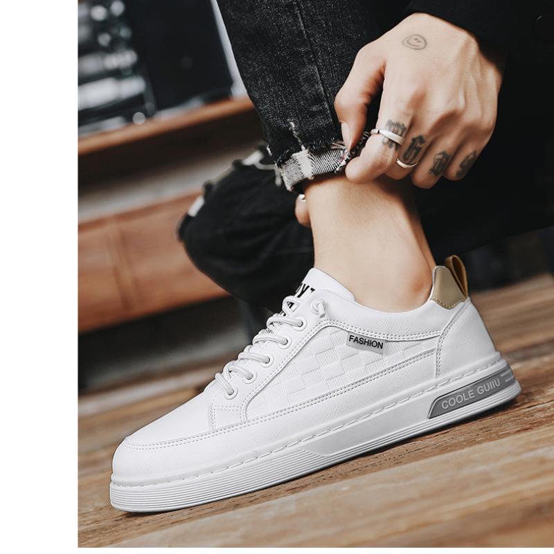 Herren Herbst Slip-on Sports Board Schuhe Bequem Mode Laufen Freizeit Kleine Weiße Dicke Sohle Schuhe