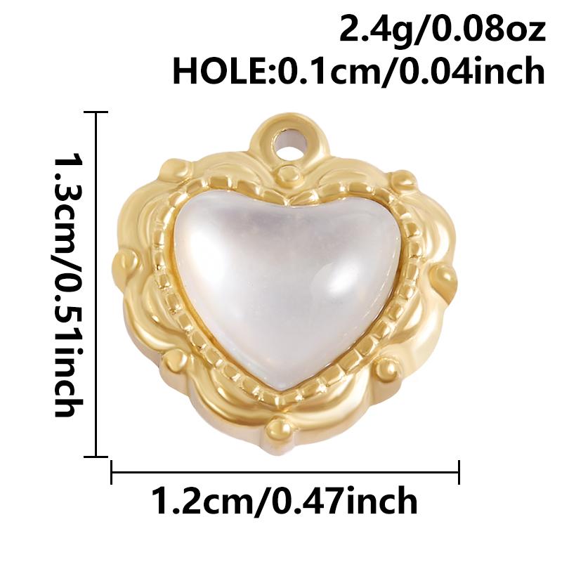 2pcs White Shell Oil Dripping Charm Real Gold Plated Love Round Water Droplet Stainless Steel Charms For Jewelry Making Supplies