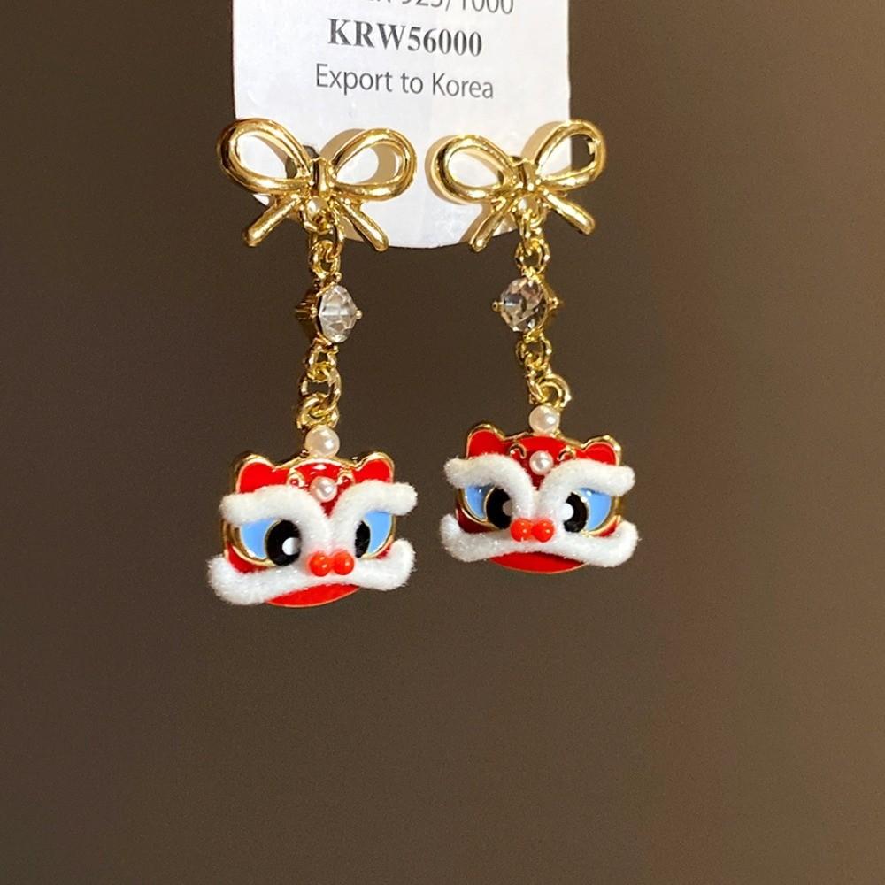 Awakened Lion Lion Dance Ear Studs Year of Horse Drop Earrings  Fashion Jewelry