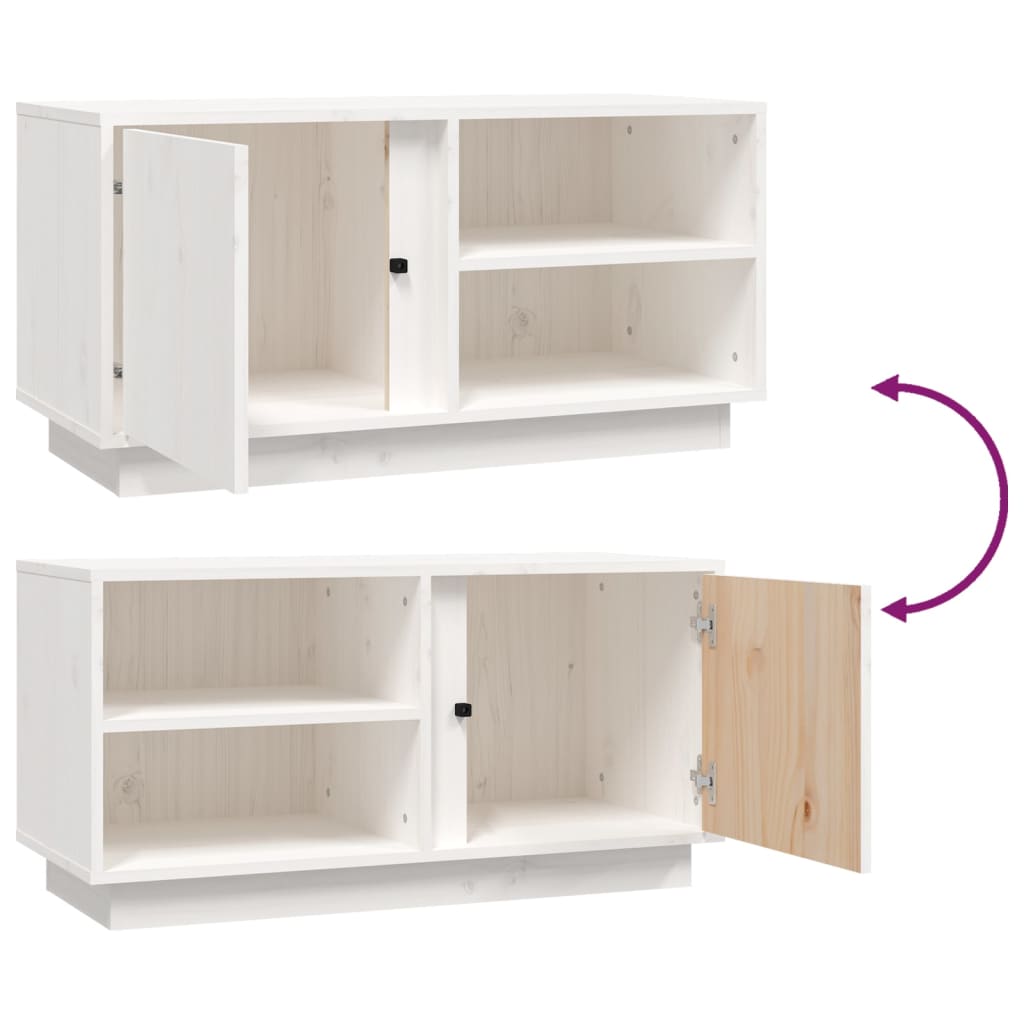 TV Cabinet White 80x35x40.5 cm Solid Pine Wood