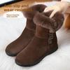 Warm Snow Boots Women Winter Fleece Lined New Flat Sole Thickened Non-Slip Ankle Cotton Boots