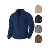 Men's Plus Size European Style Stand Collar Fleece Jacket - Slim Fit, Embroidered, Casual Autumn/Winter Wear