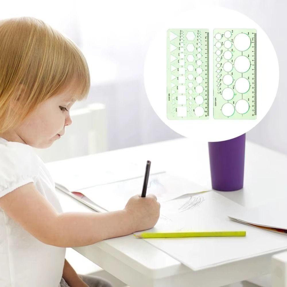4Pcs Green Plastic Circle Template Geometric Drawing Technical Drawing Ruler Jewelry Design