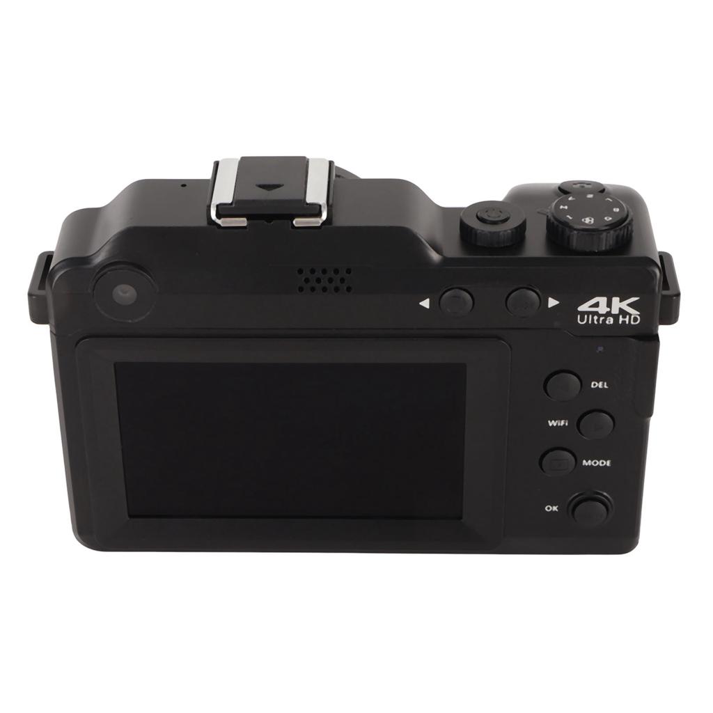 Digitalkamera, Schwarz, 64 MP, 4K, 3-Zoll-IPS-Bildschirm, 18-facher Zoom, Beauty-Filter, Autofokus mit Weitwinkelobjektiv