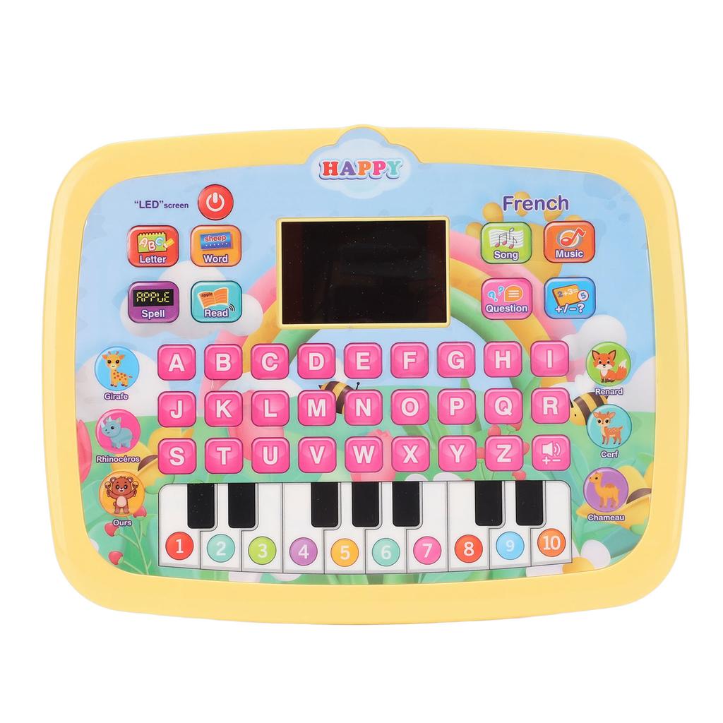 Tablette d'apprentissage pour enfants Écran LED Éducatif Alphabet Chiffres Lecture d'histoires Tablette d'apprentissage Jouet Jaune