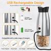 Gravity Electric Salt and Pepper Grinder Set, USB Rechargeable, No Battery Needed, Adjustable Coarseness, Automatic Mill Grinder with Warm LED Light,