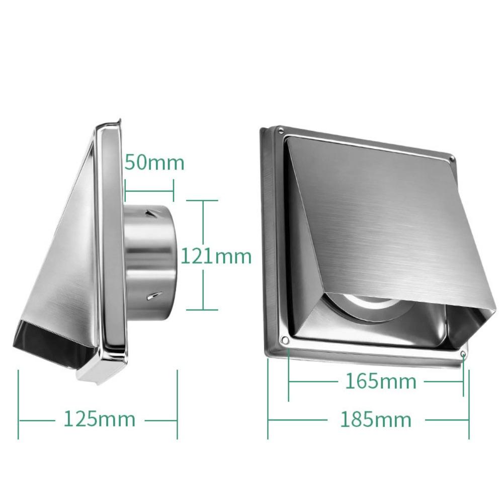 Durable 4" 5" 6" Air Vent Stainless Steel Black/Silver Extract Valve Square Ventilation Outlet Ventilation System