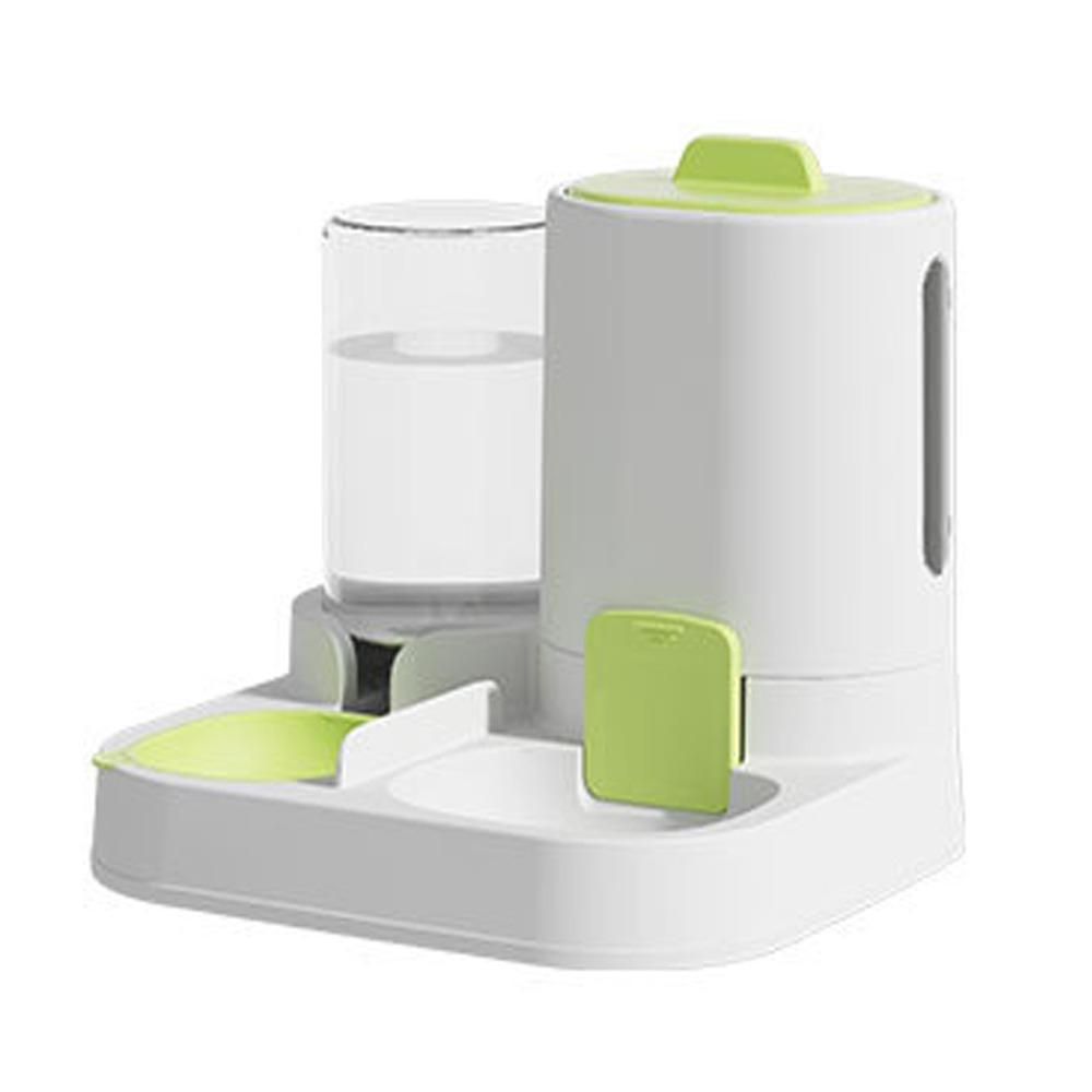 

Large Capacity Cat Drinking Water Bowl Plastic Pet Water Food Container 2-in-1 Feeder Waterer Cat зелений