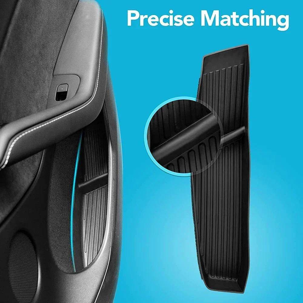 For Tesla Model 3 Highland 2026 Car Door Side Storage Box Front Rear Side TPE Door Storage Organizer Tray Interior Accessories