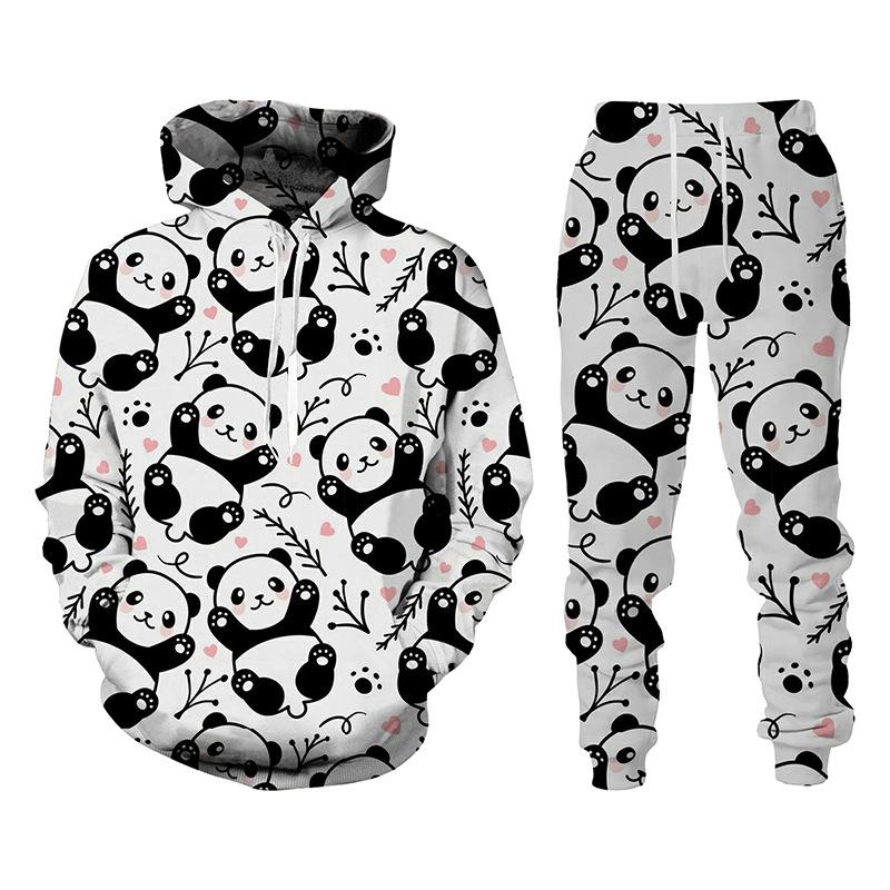 Autumn Animal Cute Panda 3D Printed Hoodie Suit Men Sweatshirts Sweatpants Casual Fashion Two Piece Tracksuit Set Man Clothing