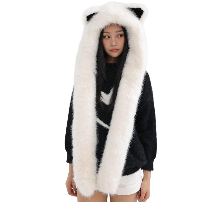 Thicken Warm Scarf Hat Lovely Foxs Ears Women Hat Outdoor Earflap Children Hat for Winter Warmth and Fashionable Look