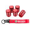 AEU1 For Kodiaq Octavia 3 Yeti Karoq Rapid Fabia A7 A5 Aluminum Metal Car Tire Valve Cover Car Badge Nylon Keychain Accessories