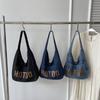 Student Shoulder Bag Letter Print Denim Bag Women's Large Capacity Commuter Tote Bag