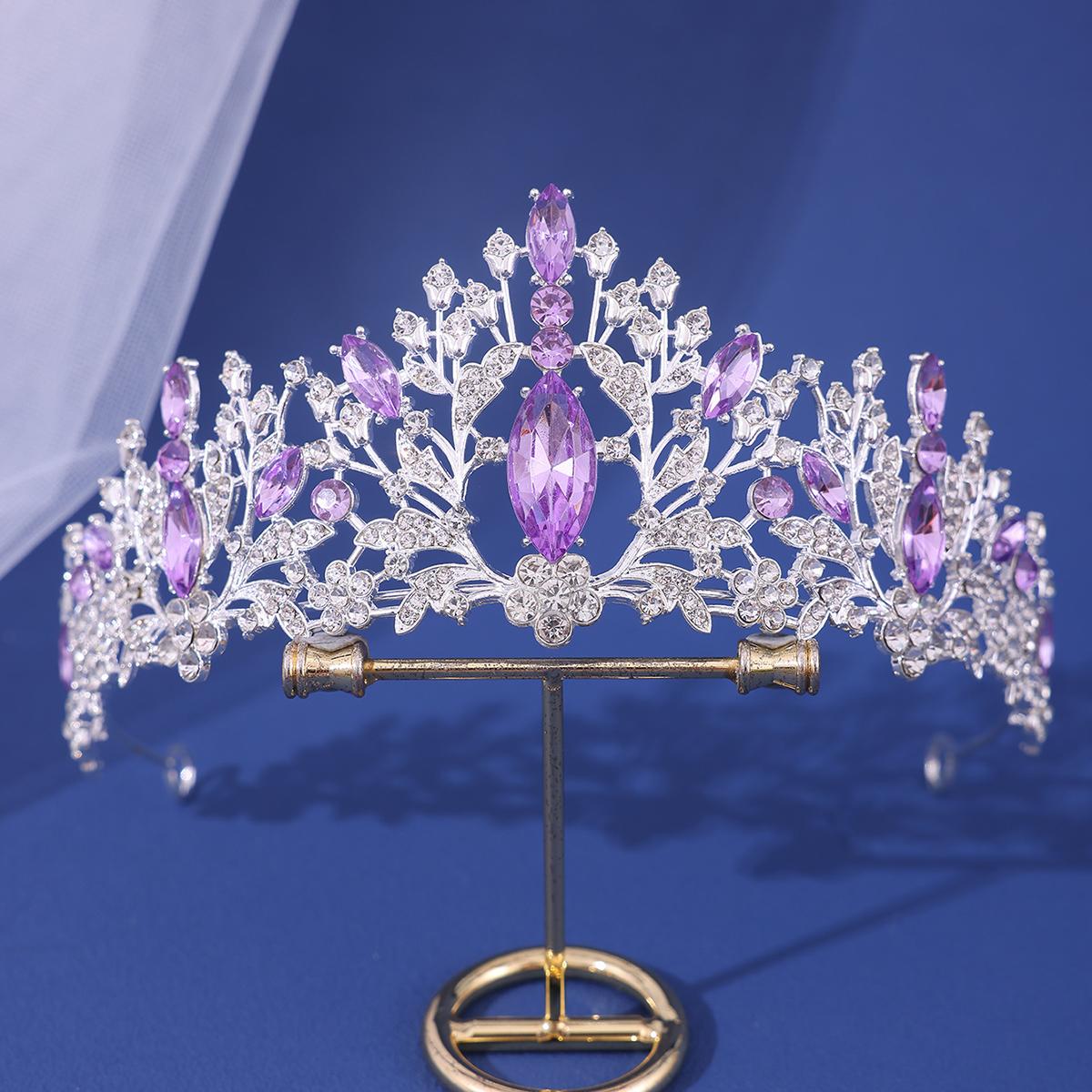 

Бароко Вінтаж Принцеса Королева Весільна корона Головний убір Кришталева діадема для жінок Весільна корона Зачіска Аксесуари Ювелірні вироби