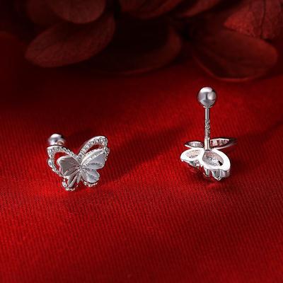 Süße Doppel-Schmetterlings-Ohrringe für Frauen Mädchen Niedliche Tier-Piercing Schraubkugel Stecker Ohrringe Party Schmuck Accessoires