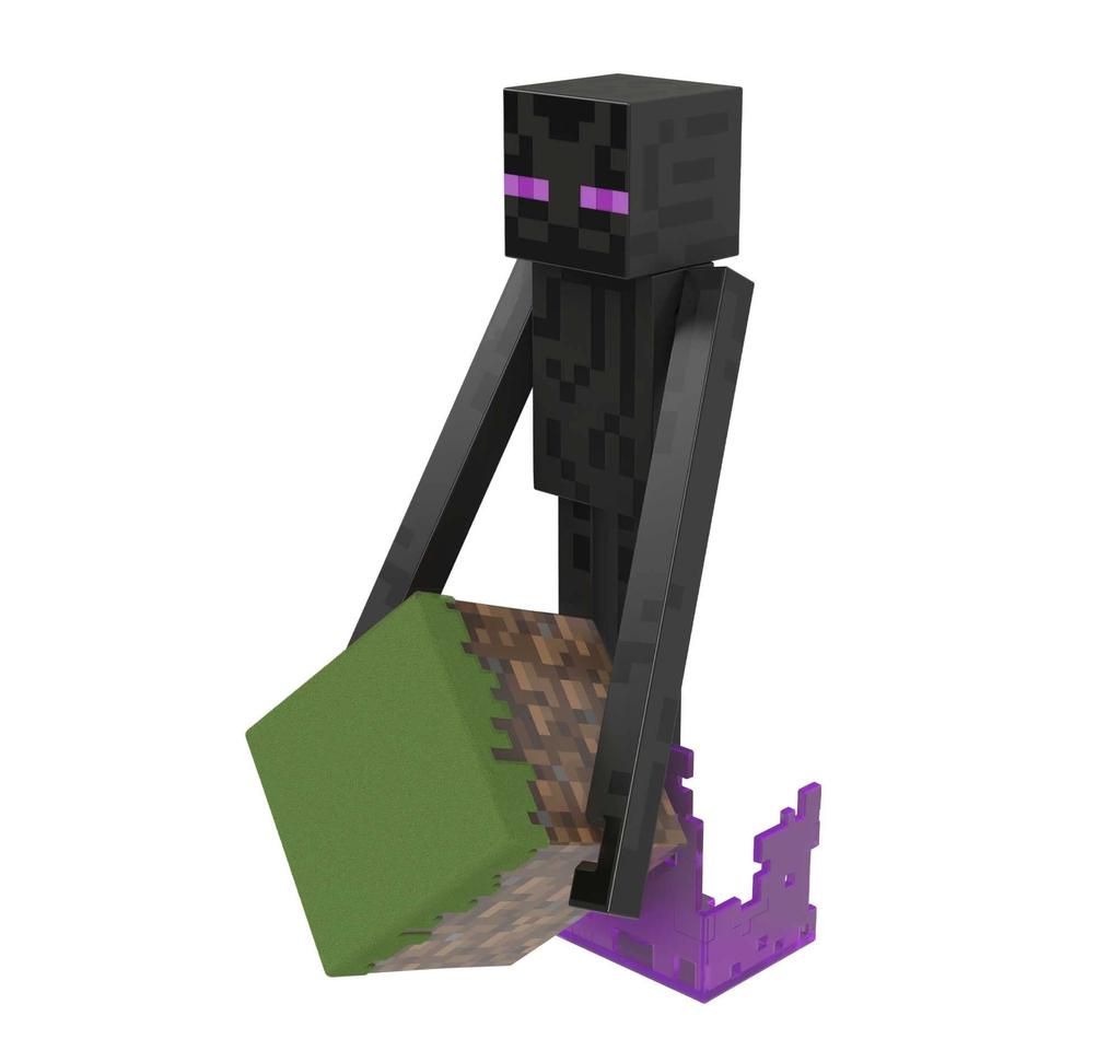 Mattel Minecraft Diamond Enderman Action Figure with Accessories Including Flocked Glass Inch Toy Collectible HLN40 Block, 5.5