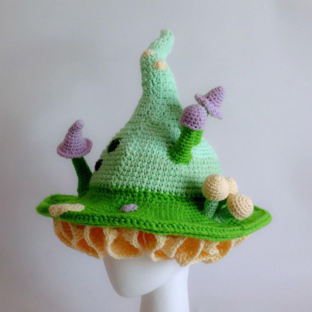 Halloween Fairy Wizard Hat with Mushroom Decor Devil Hat Cosplay Props Decoration Accessories for Adult Children