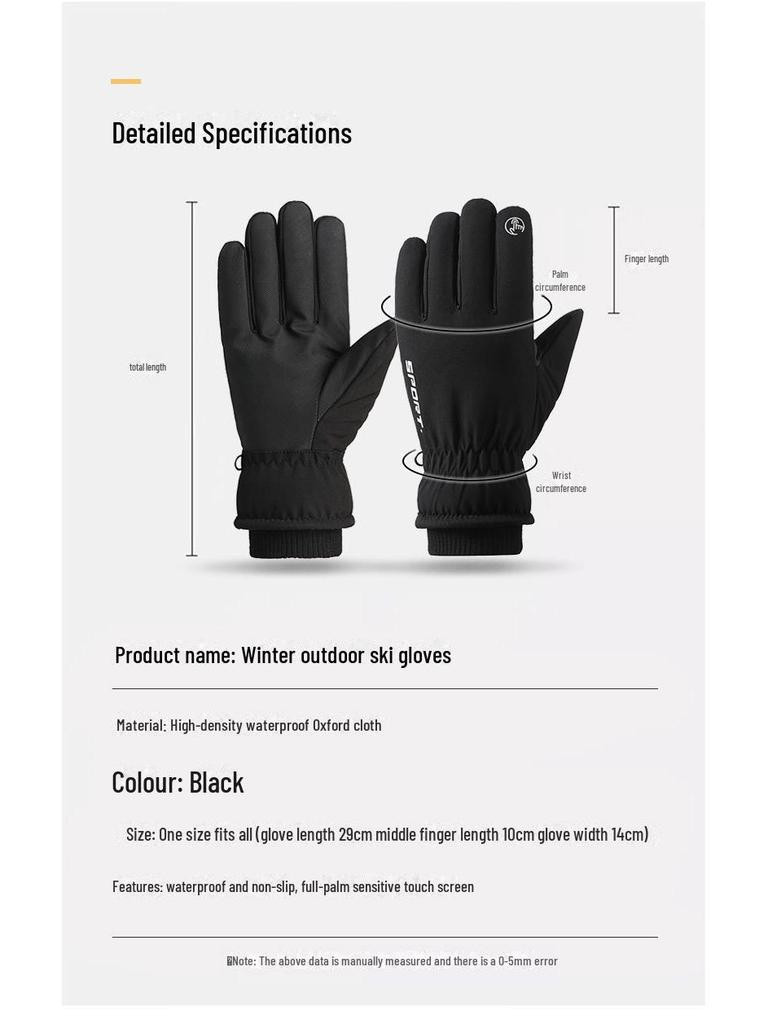 Guanti da Sci Invernali Impermeabili da Uomo H3: Foderato in velluto, Antiscivolo, Touchscreen, Caldo per sport all'aperto e ciclismo