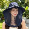 UV Protection Mosquito Head Net Hat With Net Mesh Fishing Bucket Hat Fashion Solar Fan Hat  Camping