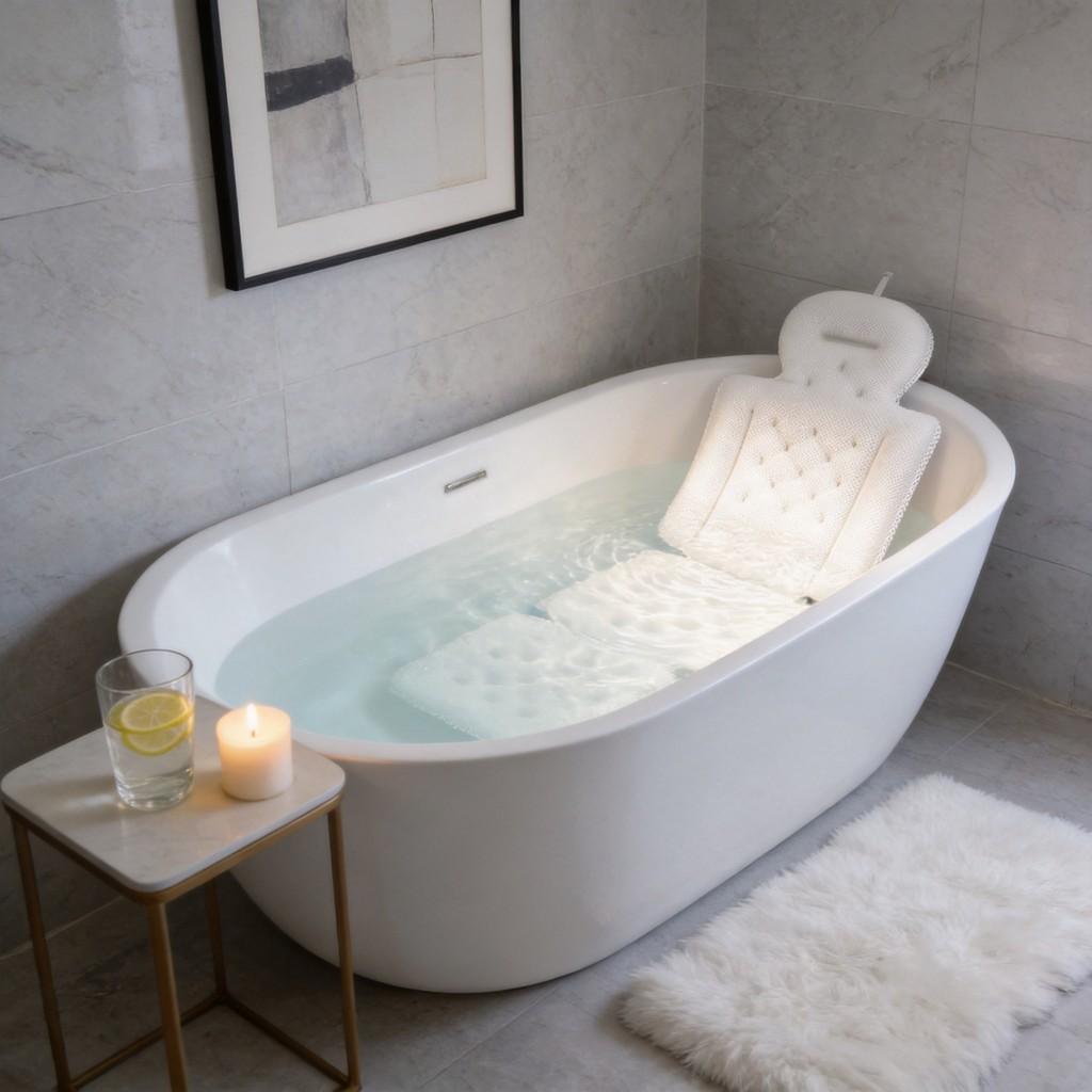 Bathtub Antislip Pillow With Polyester Cover For Comfort And Safety In Home Bathing
