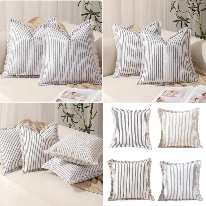 Decorative Pillowcase Cushion Cover Textured with Color Stitching for Couch or Living Room Sofa Bed Decoration