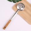 ZISIZ Wooden Handle Stainless Steel Soup Ladle Set