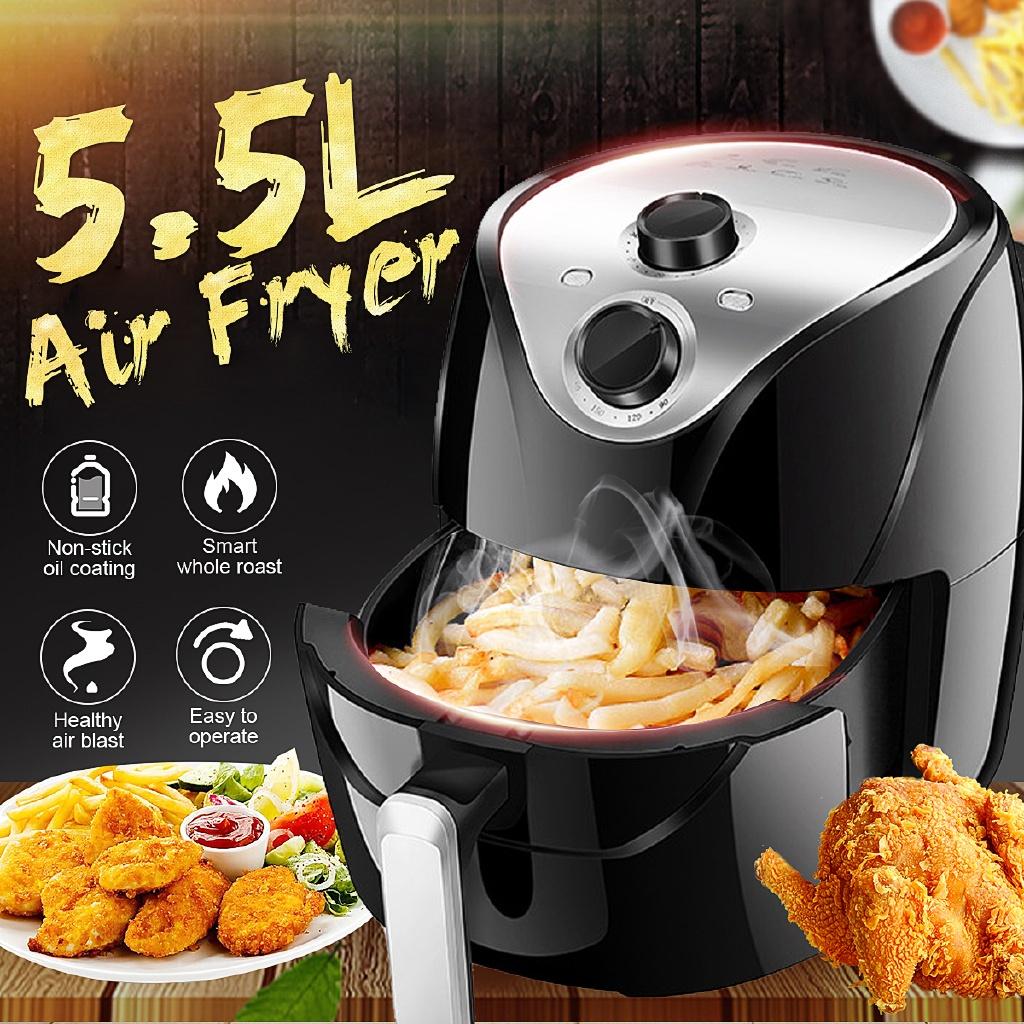 1500W 220V Air Fryer Electric Deep Fryer H-speed Hot Air Circulation 5.5L Multi-function Cooker Oven Low Fat Health Pan