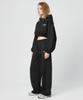 PRINOAR [Fleece Line Option] Statement String Single-Pleat Wide Pants - Black