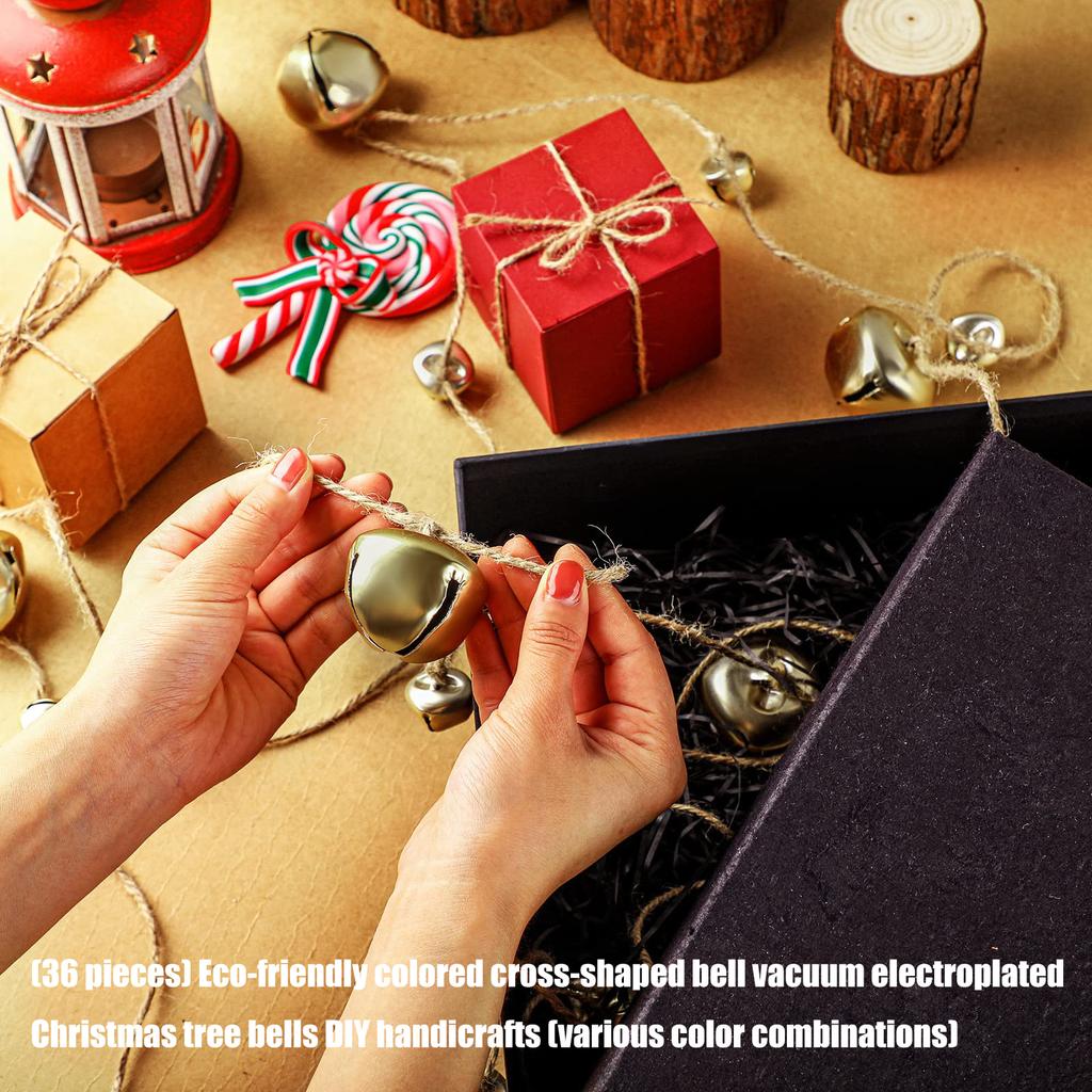 36Pcs Eco Friendly Colorful Cross Bells For Christmas Tree Decorations DIY Crafts With Durable Vacuum Plating Finish