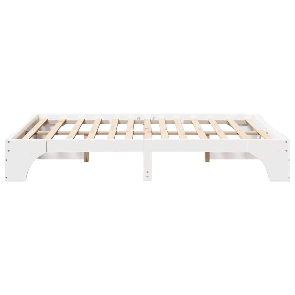 Bed Frame White 140 x 200 cm Solid Pine Wood