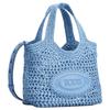 Tods Frontlogo Verstellbarer Schultergurt Raffia Tragetasche Einkaufstasche Schulter Handtasche Mini Damen-Tragetaschen Hellblau XBWEBLF0100RGM3L20