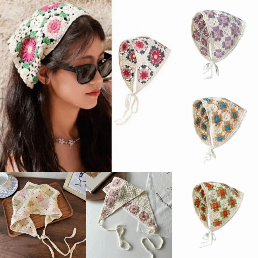 French Retro Headscarf Hat Little Daisy Hair Band for Spring Summer Outdoor
