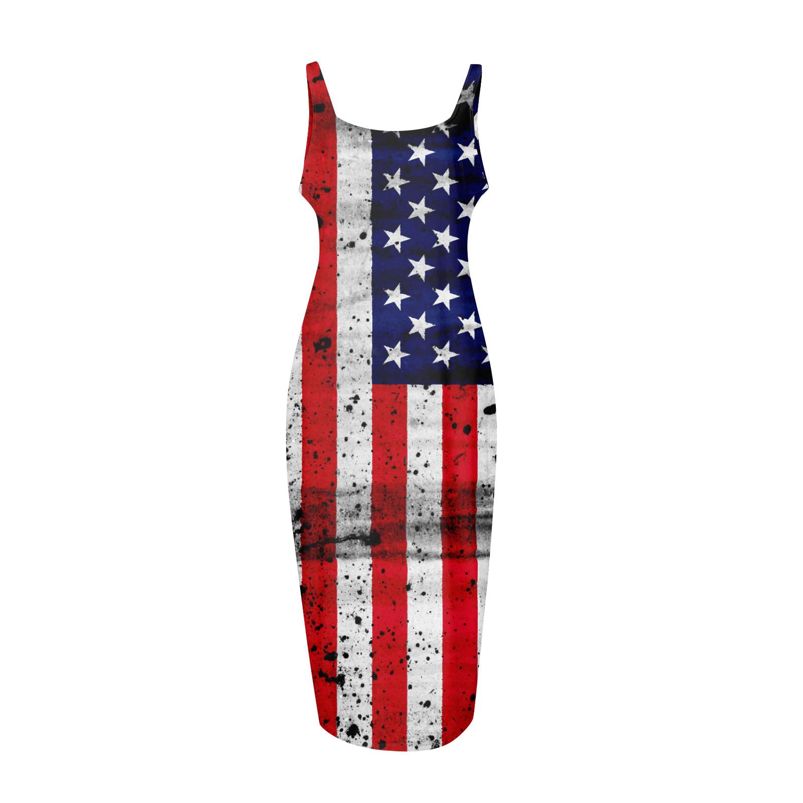 Модное женское повседневное тонкое платье без рукавов с принтом и пуловером XL красный — фото 4