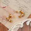 Fashion Light Luxury Irregular Titanium Steel 18K Winding Pearl C-Shaped Earrings Retro High-End Versatile Earrings