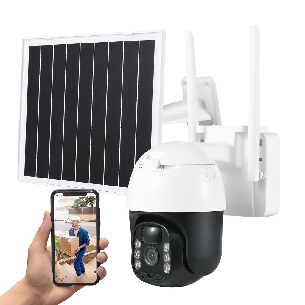 Solar Powered Wireless Monitor Camera 3MP Wall Mount Smart WiFi Camera IP66 Waterproof Color Night