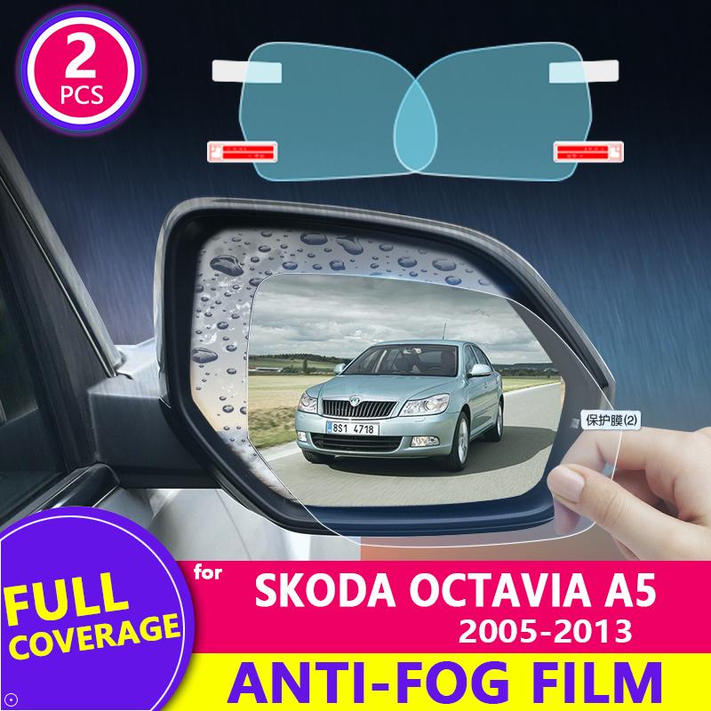 Für Skoda Octavia A5 2005-2013 Vollabdeckung Rückspiegel Folie HD Antibeschlag Regendicht Auto Spiegel Aufkleber Auto