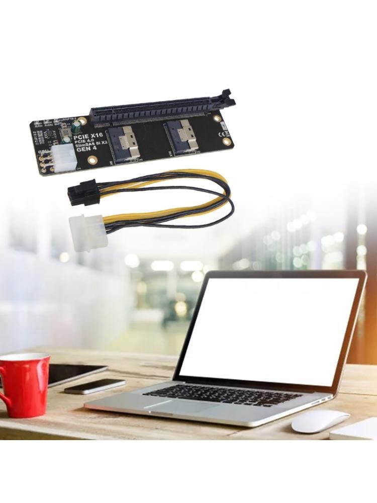 Gen4 2 Ports SlimSAS 8I X2 to PCIE 4.0 X16 Slot Adapter Board Replacement for Networks Card Graphics Video Card Capture