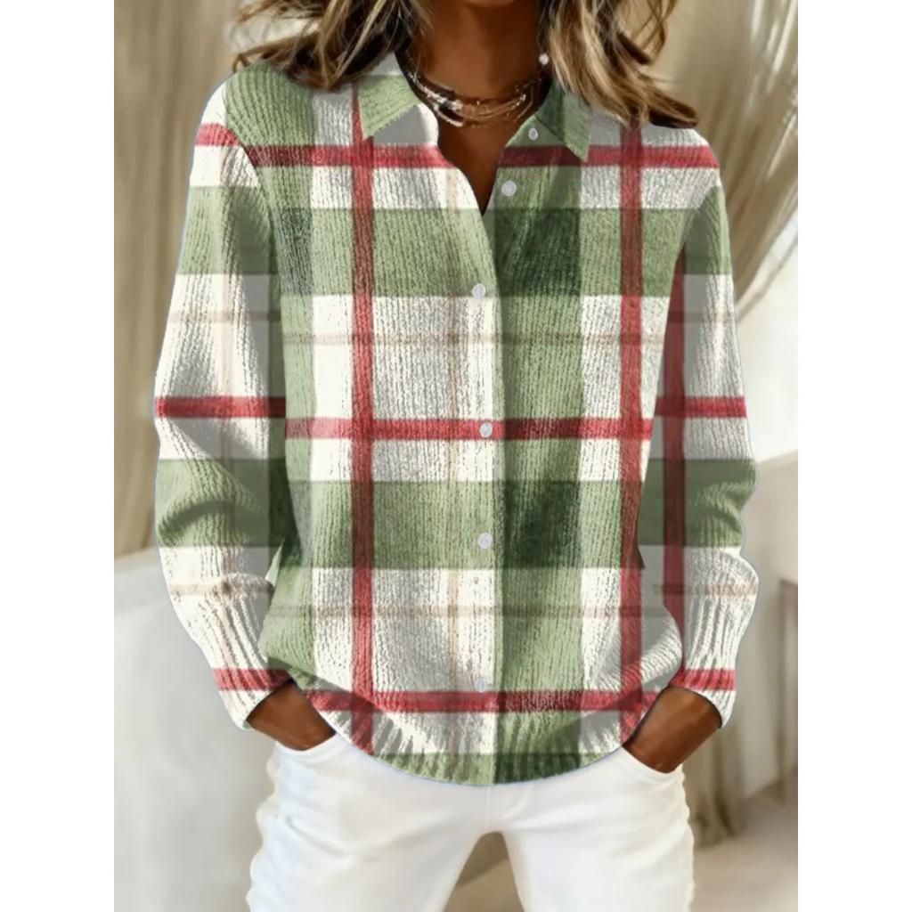 Damenhemd mit Revers und Strickjacke, Einfarbig gestrickt, 3D-Druck, Weihnachten, Herbst, Winter