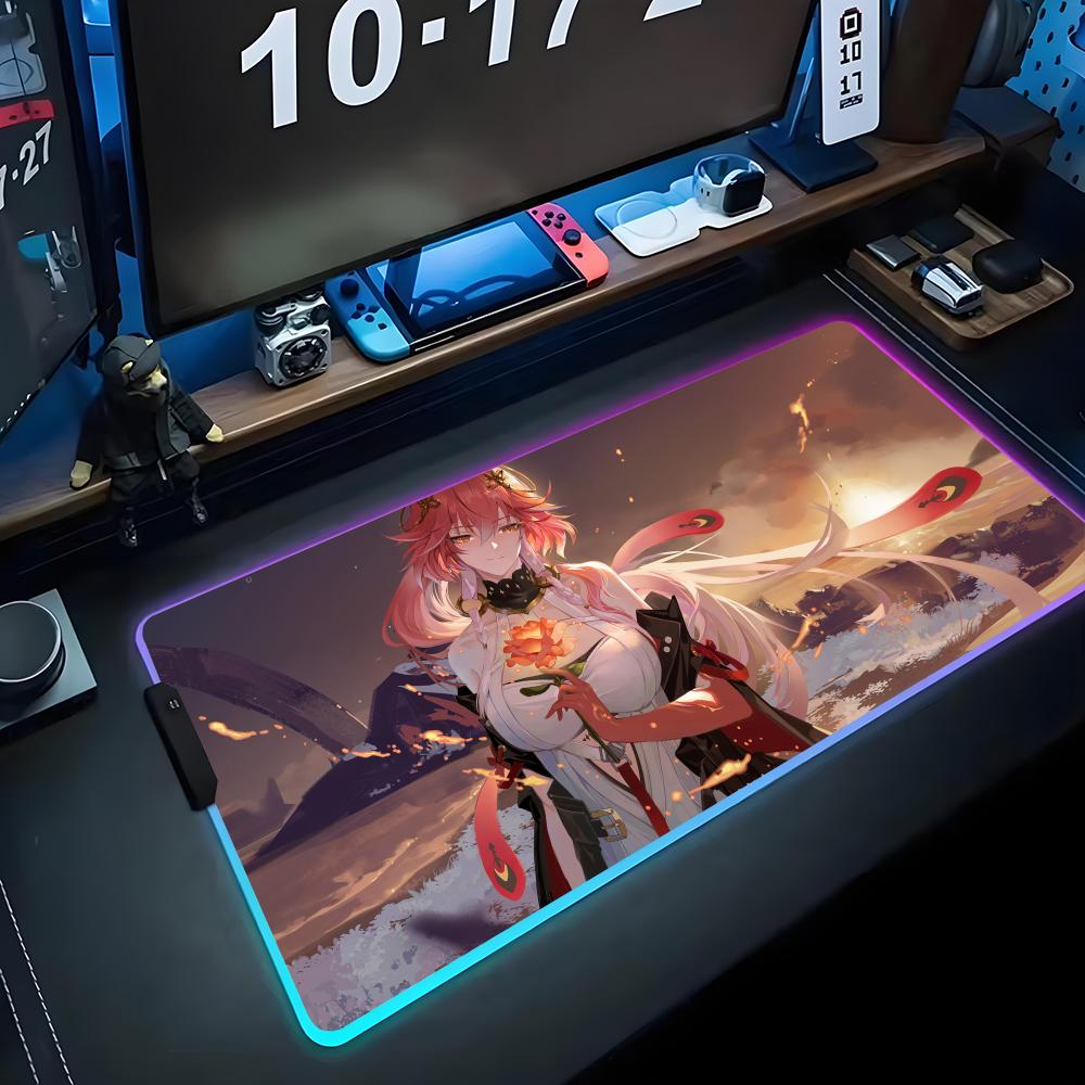 chang li Mouse Pad RGB Gaming Mousepad Big LED Pad PC Desk Mat Luminous Mouse Pad Large Keyboard Mats Table Rug With Backlit